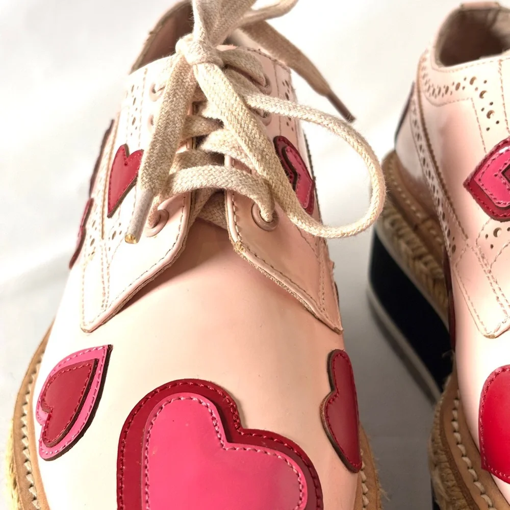 Prada Pink Heart Patent Platform Oxfords | Vintage Designer Espadrilles